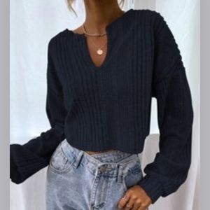 Shein V-neck Long-Sleeve Top